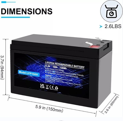 Baterai Lithium Phosphate 12.8V 10Ah Dibangun Dengan Baterai Isi Ulang LiFePO4
