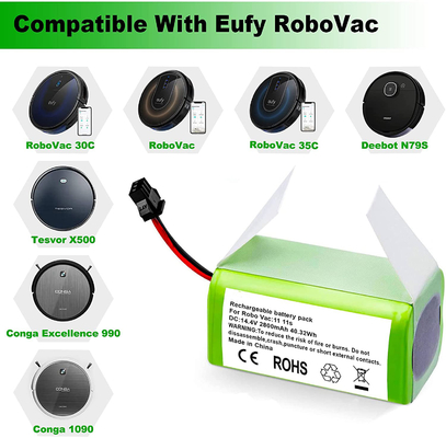 RoboVac Vacuum Cleaner Baterai Lithium 11S 15C 15T 14.4V 2800mAh Baterai Li Ion