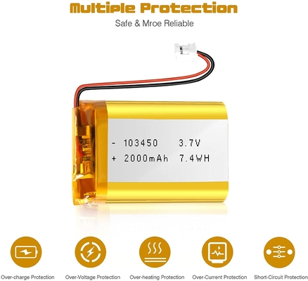 103450 3.7V Baterai Lithium Ion Polymer 57g Baterai Li Ion isi ulang 2000mAh