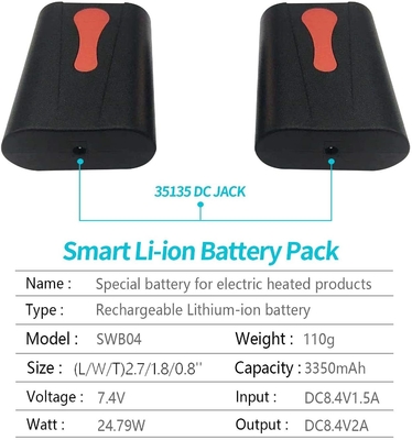 Pemanas Bertenaga Baterai Lithium 3.7V 7.7kg 7.4V Baterai Jaket Berpemanas