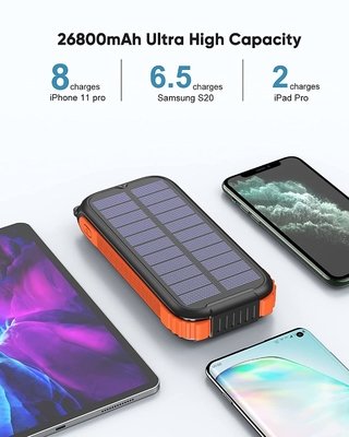 Stasiun Bank Tenaga Surya Crank Tangan Portabel Nyata 26800mAh NCM
